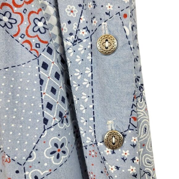 Vintage 80s Sailmates Paisley Button Down A-line Below the Knee Blue Skirt Sz XL - Picture 7 of 9